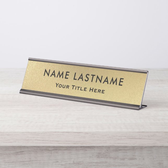Placa De Mesa Escritório Preto e Dourado Moderno Profissional (Frente)