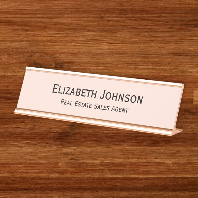 Placa De Mesa Escritório profissional Dourado do Rosa moderno (Modern Rose Gold Professional Business Office Desk Name Plate)