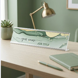 Placa De Mesa Esmeralda verde Dourado Vintage