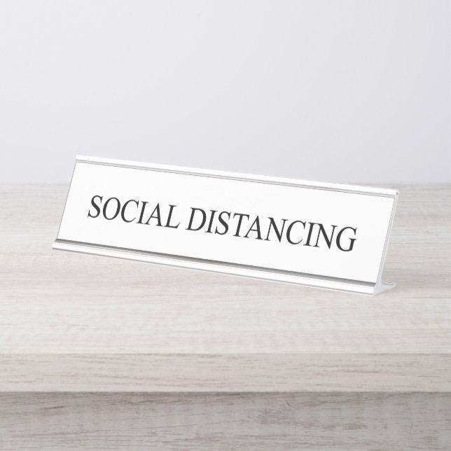 Placa De Mesa Estipografia elegante negra distante social engraç (Frente)