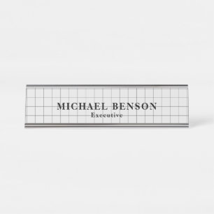 Placa De Mesa Executivo Profissional Preto Cinza Minimalista