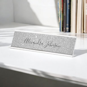 Placa De Mesa Faísca de prata luxuosa elegante do brilho modern