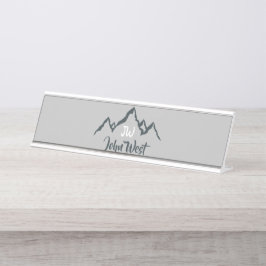 Placa De Mesa Faixa desenhada gama montanhosa monograma personal