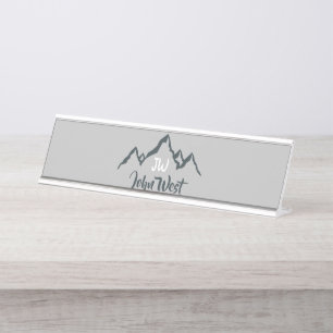 Placa De Mesa Faixa desenhada gama montanhosa monograma personal