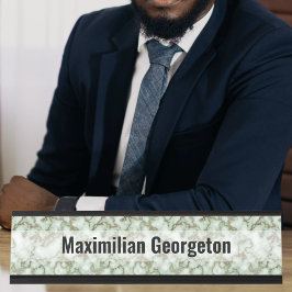 Placa De Mesa Faux Green Dourado Marble