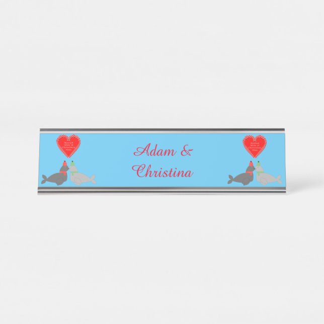 Placa De Mesa Fechos de Beijo de Natal bonitos personalizados (Frente)