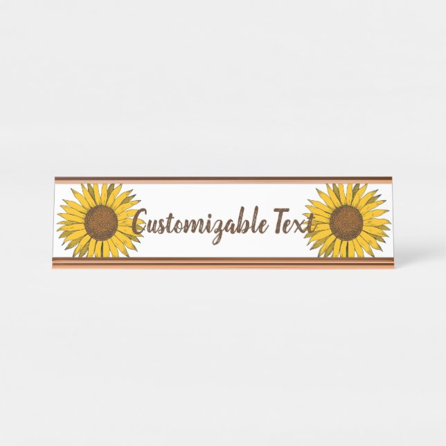 Placa De Mesa Flor Amarelo Sunflower (Frente)