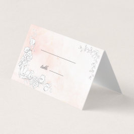 Placa de Mesa Floral de Casamento com Blush Modern