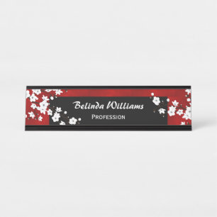 Placa De Mesa Floral Red Black White Chersom