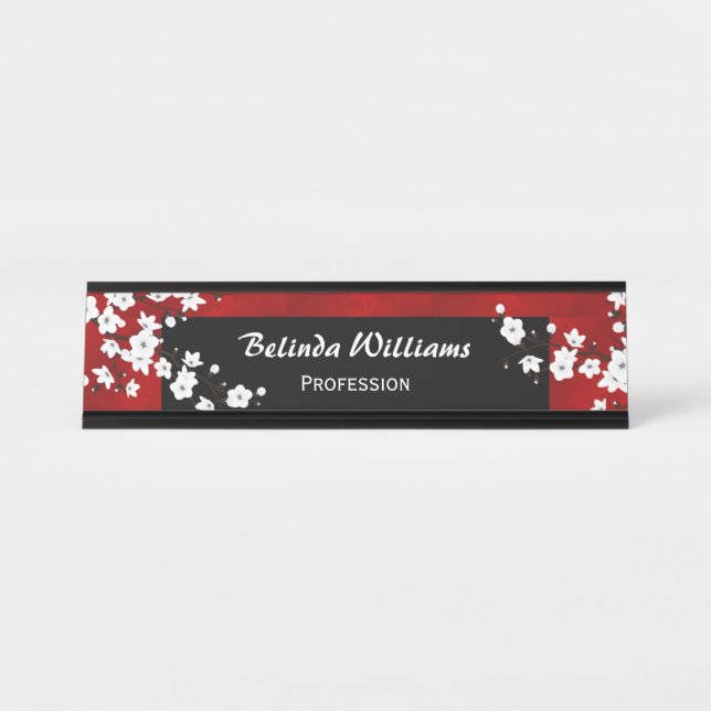 Placa De Mesa Floral Red Black White Chersom (Frente)