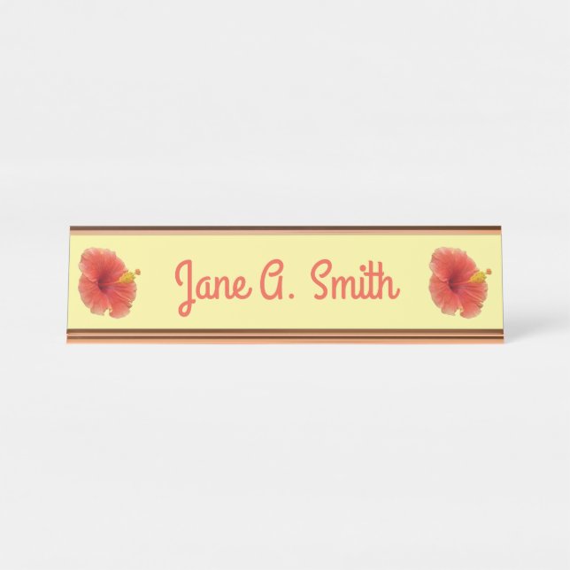 Placa De Mesa Floral Tropical de Laranja Hibiscus (Frente)
