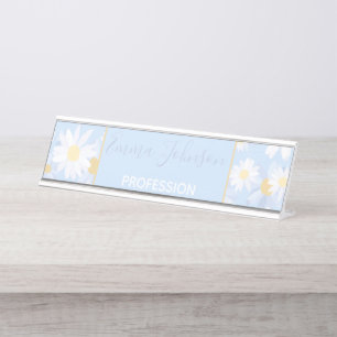 Placa De Mesa Flores Brancas Clássicas de Margarida Botânica d