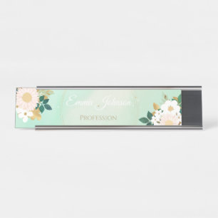 Placa De Mesa Flores Brancas Românticas, Design de Aquarela