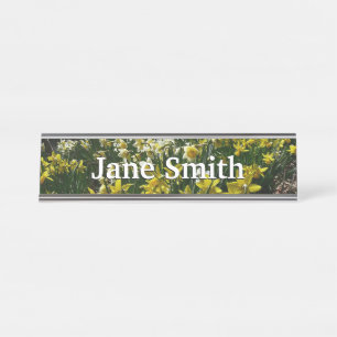 Placa De Mesa Flores de primavera de Daffodils Amarelos e Branco