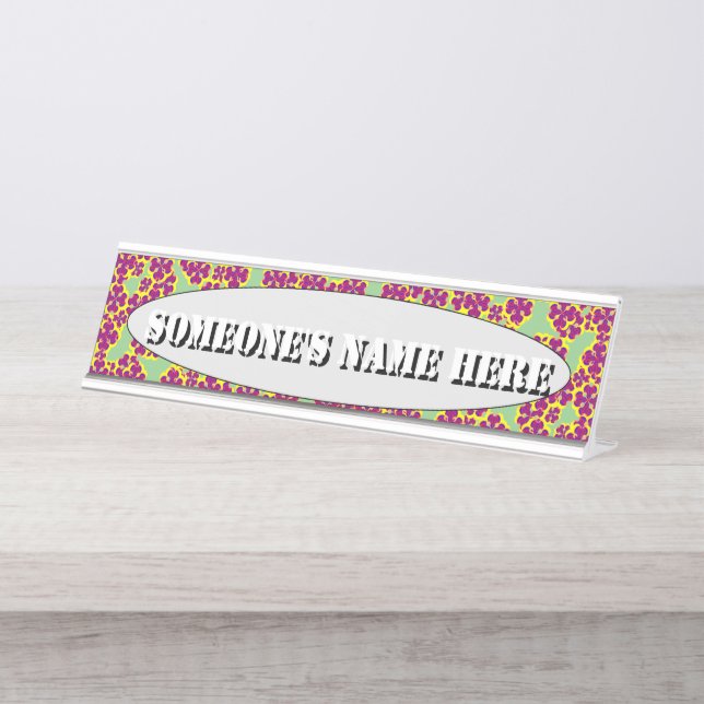 Placa De Mesa Flores do Coração por Kenneth Yoncich (Frente)