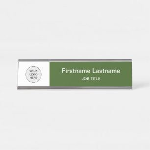 Placa De Mesa Floresta Verde Seu Logotipo Nome Moderno da Mesa P