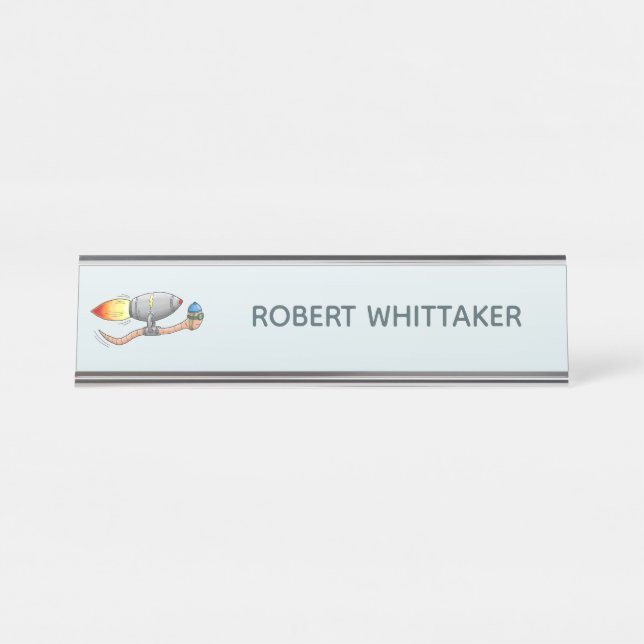 Placa De Mesa Foguete Minhoca Jetpack Viagem (Frente)