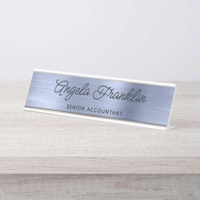 Placa De Mesa Foil Metálico Azul Empoeirado (Frente)