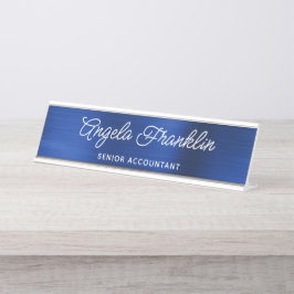 Placa De Mesa Foil Metálico Azul Marinho Real