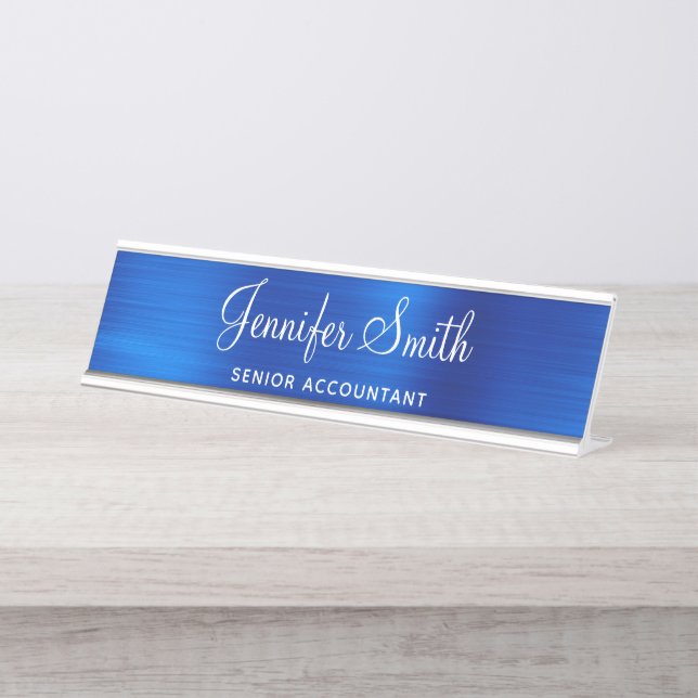 Placa De Mesa Foil Metálico Azul Real Falso (Frente)