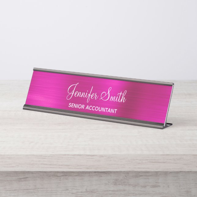 Placa De Mesa Foil Rosa Quente Falso Feminino (Frente)