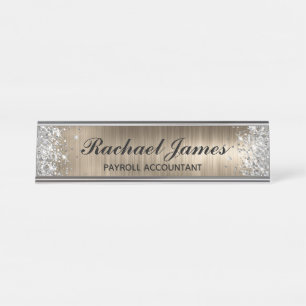 Placa De Mesa Folha de Ouro Clássica Glitter Faux