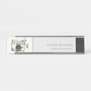 Placa De Mesa Fotografia da câmera floral Elegant Vintage Leafy