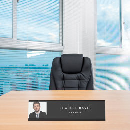 Placa De Mesa Fotografia personalizada: moderno monograma branco