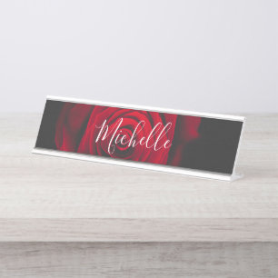 Placa De Mesa Fotografia vintage de rosa vermelha com monograma