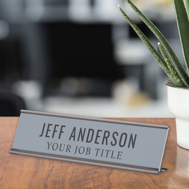 Placa De Mesa Funcionário de escritório cinza azul ardósia moder (Criador carregado)