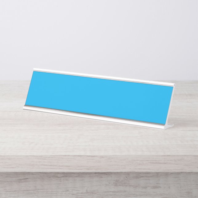 Placa De Mesa Fundo Azul Ciano Sólido | Estilo Minimalista de Ve (Frente)