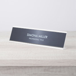 Placa De Mesa Fundo Metálico Azul Marinho