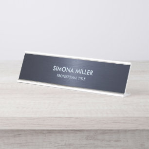 Placa De Mesa Fundo Metálico Azul Marinho