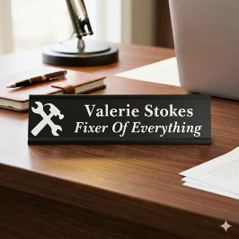 Placa De Mesa Funny Office Fixer Of Everything Silhouette Black