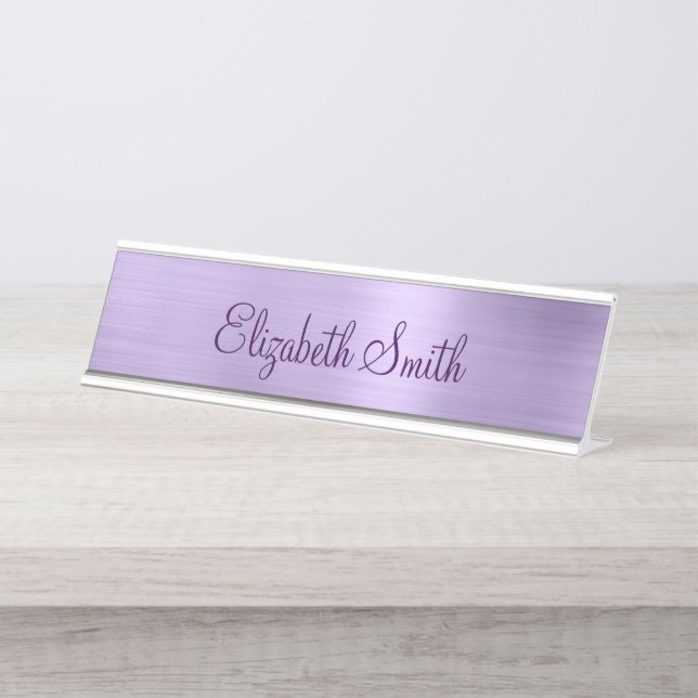 Placa De Mesa Girly Pale Purple Metallic Foil (Frente)