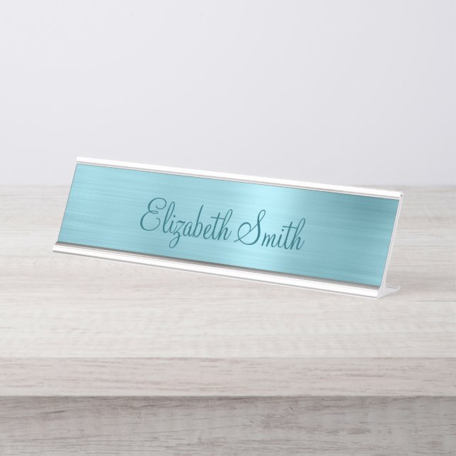Placa De Mesa Girly Pale Robin Egg Blue Metallic Foil (Frente)