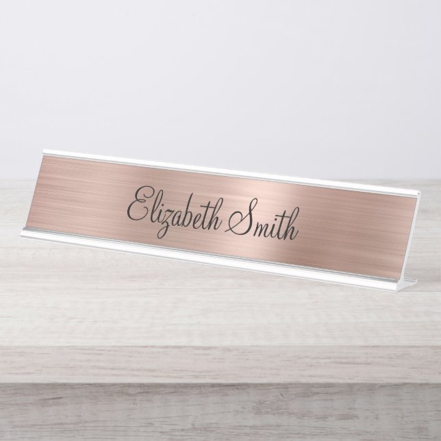 Placa De Mesa Girly Rose Gold Metallic (Frente)