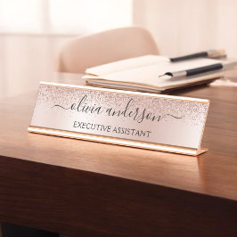 Placa De Mesa Glitter de Sparkle Dourado do Rosa profissional mo