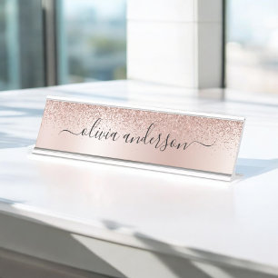 Placa De Mesa Glitter de Sparkle Dourado do Rosa profissional mo