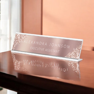 Placa De Mesa Glitter de Sparkle Dourado do Rosa profissional mo