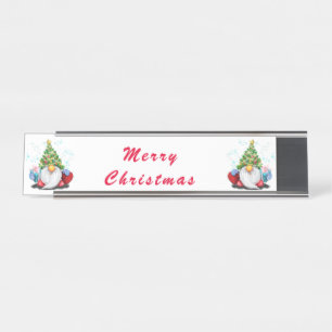 Placa De Mesa Gnomos com Chapéu de Árvore de Natal e presentes