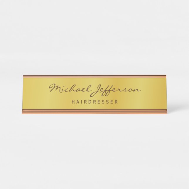 Placa De Mesa Gold Color Professional Handwriting Script (Frente)