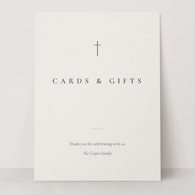 Placa de Mesa Grace Stone Minimal Cross Cards & Gi (Grace | Stone - 6.5 x 8.75" Cards & Gifts Card Sign)