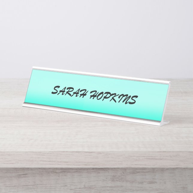 Placa De Mesa Gradiente aqua moderno Primavera de Aquarela (Frente)