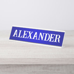 Placa De Mesa Gradiente Azul do Nome Decorativo Moderno