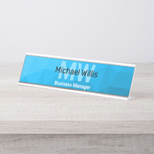 Placa De Mesa Gradiente de ciano azul padrão de malha geométrica