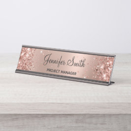 Placa De Mesa Gradiente de Grelha Dourada de Rosa com Glittery G
