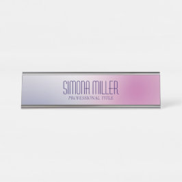 Placa De Mesa Gradiente Estético Minimalista Rosa Roxo Branco