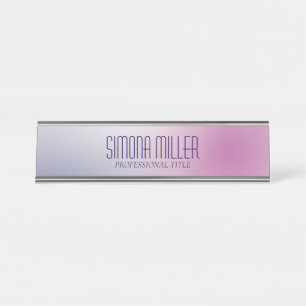 Placa De Mesa Gradiente Estético Minimalista Rosa Roxo Branco