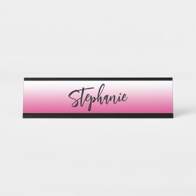 Placa De Mesa Gradiente Personalizado Rosa-Fúcsia Quente e Branc (Frente)